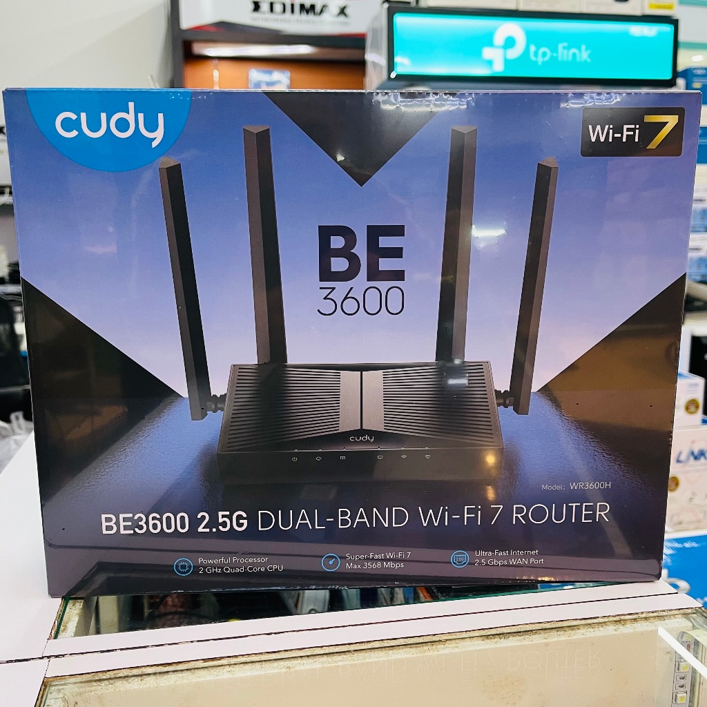 เราเตอร์ WiFi 7 CUDY WR3600H BE3600 Gigabit Router, 1 Port 2.5G WAN +4 Potrs Gigabit LAN (สีดำ)