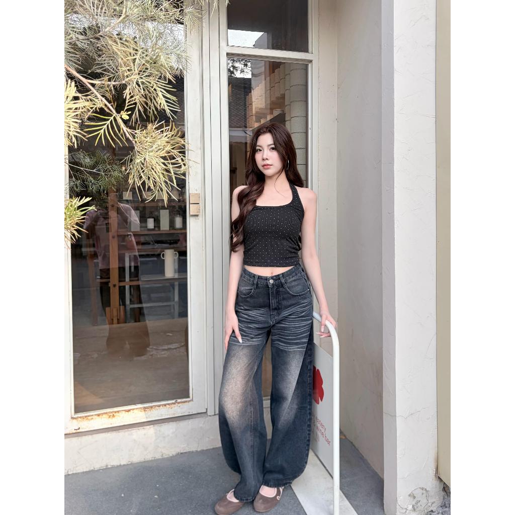 Massmelo | Midnight Kiss เสื้อคล้องคอผ้าร่อง ลายจุดกากเพชร