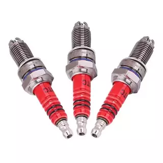 หัวเทียน รถจักรยานยนต์ 3เขี้ยว3 มุมจุดระเบิด สีแดง A7TC ดรีม (Wave) 110 หัวเทียน D8TC CG 125cc-250cc