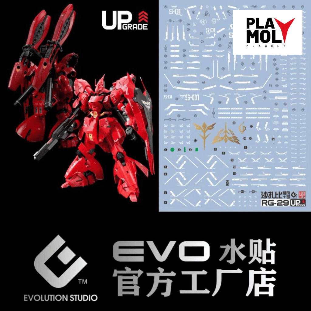 ดีคอลน้ำ DECAL EVO RG Sazabi / Sazabi sideFF สะท้อนแสงแบล็คไลท์ ขาว รุ่น Upgrade วอเตอร์ดีคอล Water 