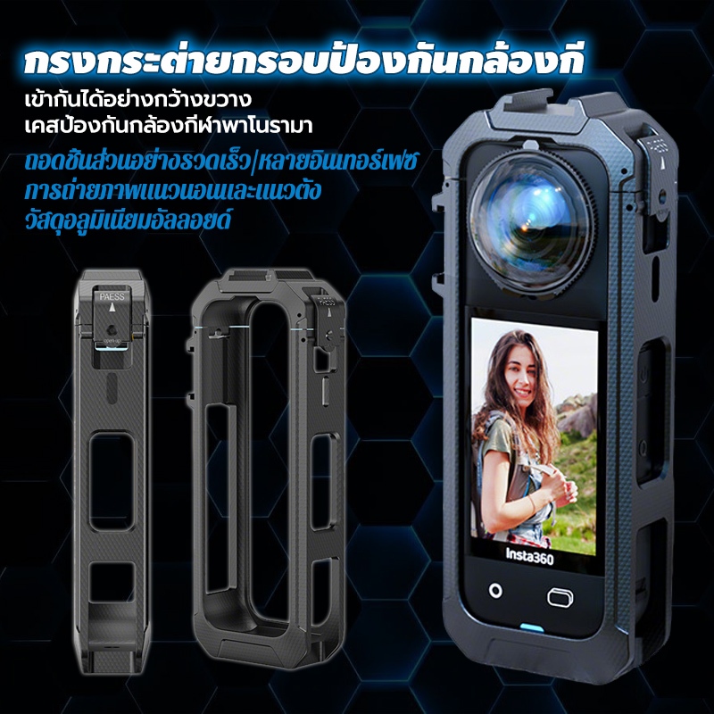 กรงโลหะ สําหรับอุปกรณ์เสริม Insta360 X5, เคสป้องกันทนต่อการตก, กรอบอลูมิเนียมอัลลอยด์