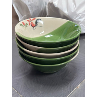 (ได้5ใบ)ชามเซรามิกตราไก่สีเขียวหยก ขนาด8นิ้ว ออกใบกำกับภาษีไ…