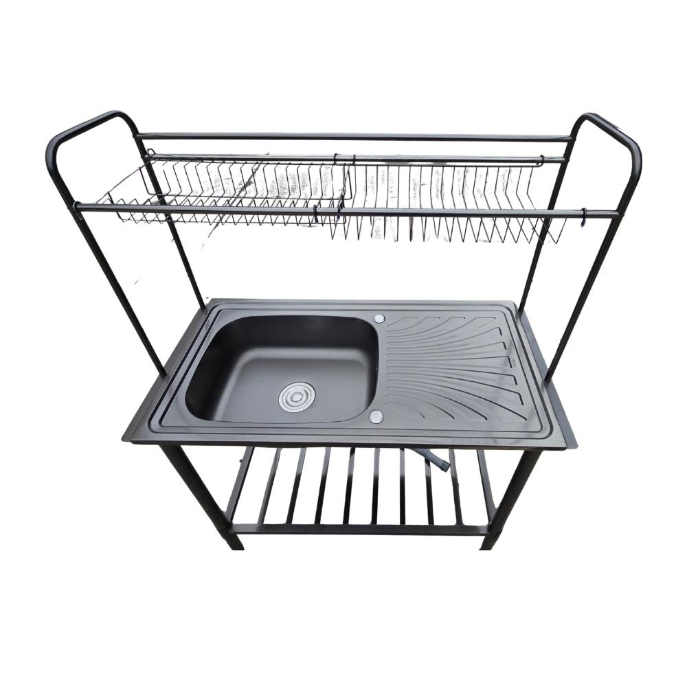 TEKA อ่างล้างจานขาตั้ง TEKA รุ่น AK 100 1B 1D สีดำ แถมฟรีก๊อกน้ำเย็น