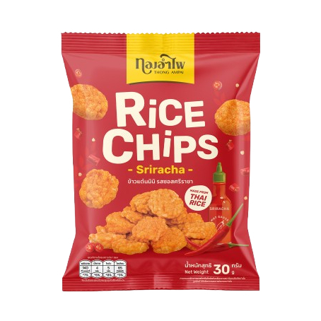 ทองอำไพ ข้าวแต๋นมินิ รสซอสศรีราชา 30 กรัม THONG AMPAI RICE CHIPS SRIRACHA FLAVOR 30G
