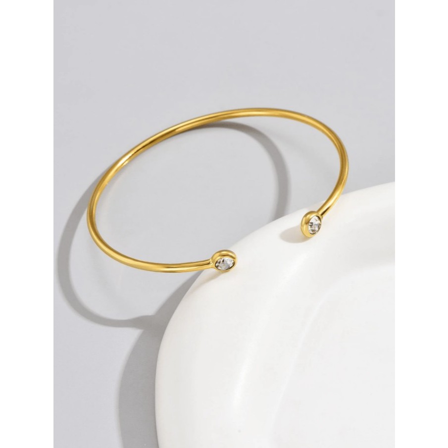 kym.vibes - hikari bangle bracelet กำไลข้อมือสแตนเลส แต่งด้วย rhinestone ปรับขนาดได้