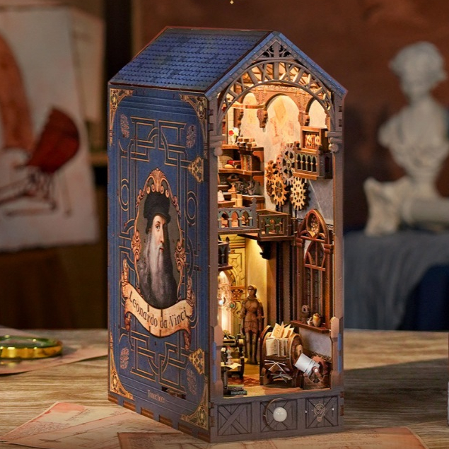 🎨 พร้อมส่ง EN.ver 🧬 Funtory กล่องกั้นหนังสือ DIY Leonardo da Vinci ของเล่น แต่งบ้าน Tonecheer TQ135