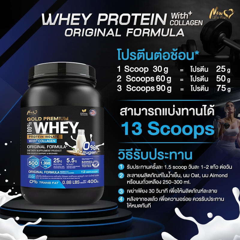 🚛ส่งฟรี🔥(ซื้อคู่=800g) New Life Plus Whey Protein Isolate Original Formula เวย์โปรตีน ไอโซเลต ออริจินอล รูปที่ 5