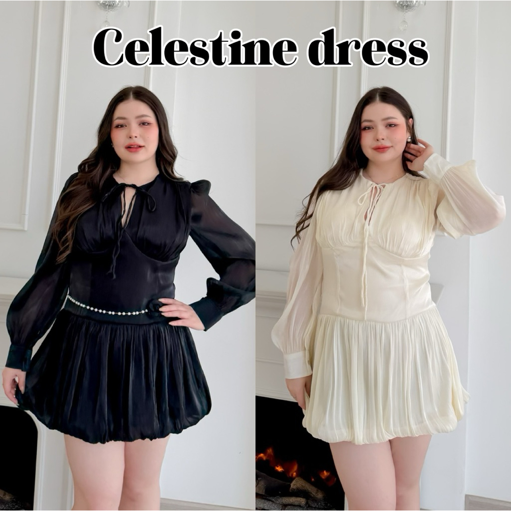 Lady M | Celestine dress plussize เดรสสั้นสไตล์เรียบหรู ไฮโซ สำหรับสาวอวบ ใส่ออกงาน กึ่งทางการ ดินเนอร์ ปาร์ตี้