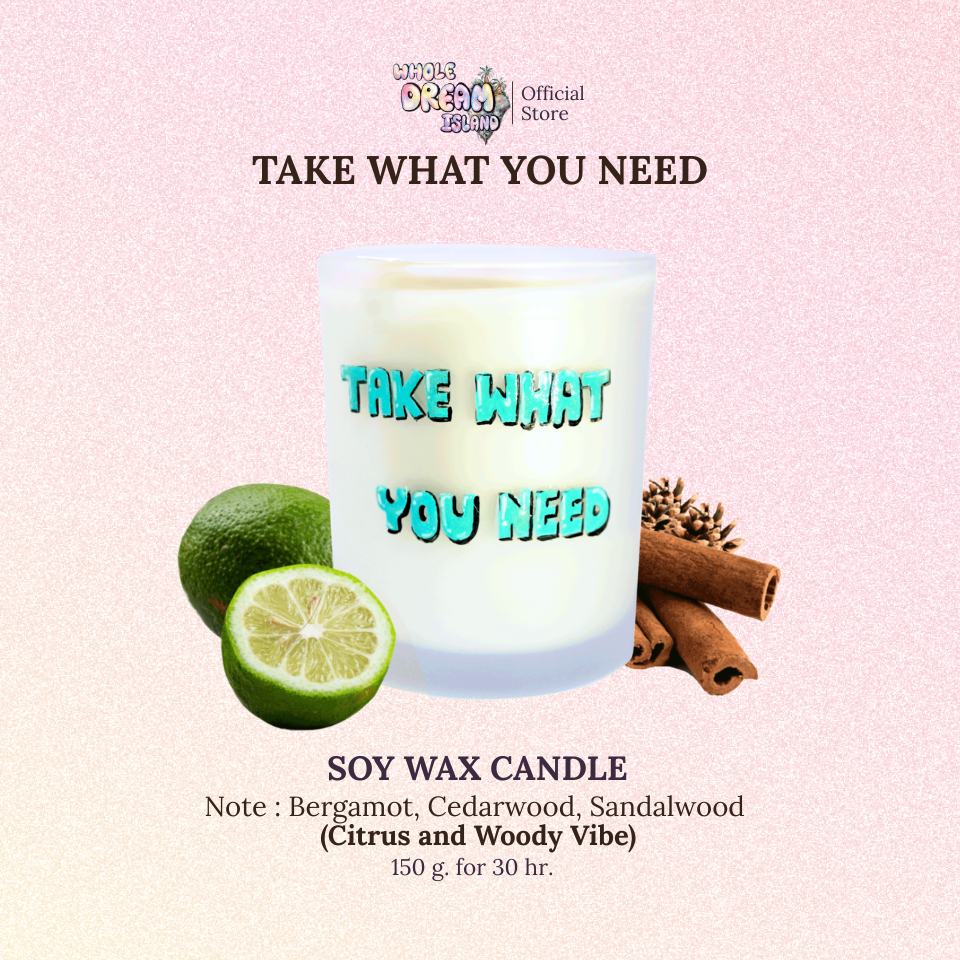 เทียนหอม TAKE WHAT YOU NEED กลิ่นโทน Citrus & Woody | 150 g. | Soy Wax Candle | Whole Dream Island