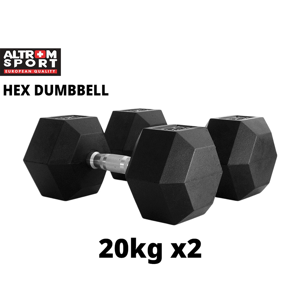 Altrom Sport DBH-20 HEX D ดัมเบลเหล็กหกเหลี่ยม Hex Rubber Dumbbell 20 kg