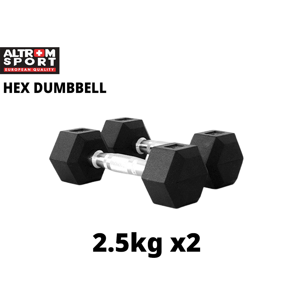 Altrom Sport DBH-2.5 HEX D ดัมเบลเหล็กหกเหลี่ยม Hex Rubber Dumbbell 2.5 kg
