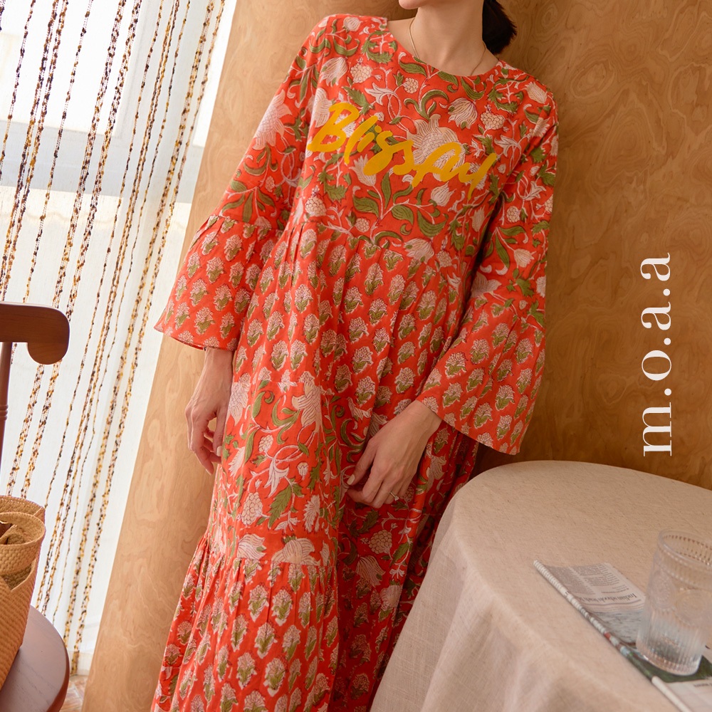 Mandarin Maxi Dress | Moaa Collection