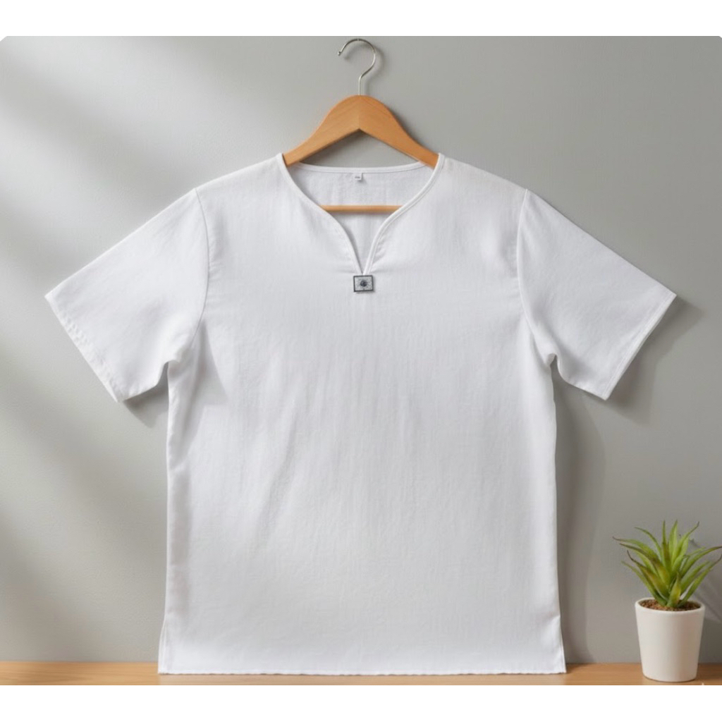 เสื้อใส่สงกรานต์เสื้อสาลูแขนสั้น เสื้อสีขาว เสื้อพื้นเมือง