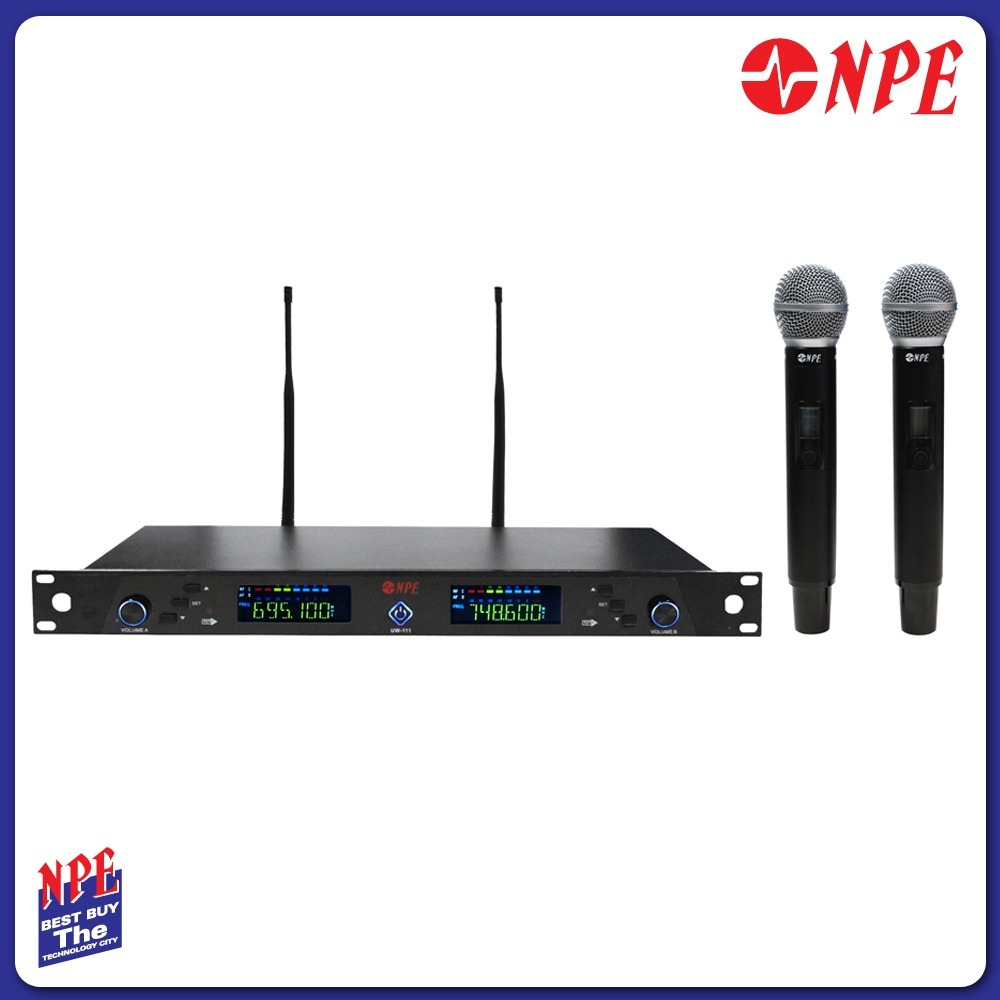NPE ชุดไมโครโฟนไร้สายถือคู่ UW-111/MH-58/MH-58 (694-703MHz/748-758MHz)