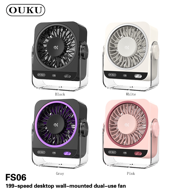 พัดลมตั้งโต๊ะแบบบางเฉียบ 2in1 มีโหมดไอเย็น ปรับความแรง 1-199 ระดับ จอ LED แขวนติดผนังได้ มีขาตั้งวาง
