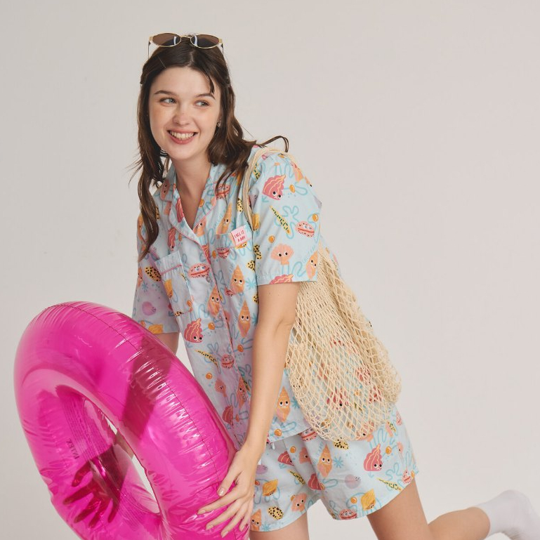 Under the sea summer set แขนสั้น ขาสั้น ชุดนอนโนบรา Call it a day
