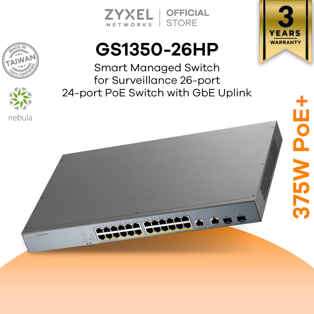 ZYXEL GS1350- 26HP Smart Managed Switch for Surveillance 26-port 24-port PoE Switch กล้องวงจรปิด