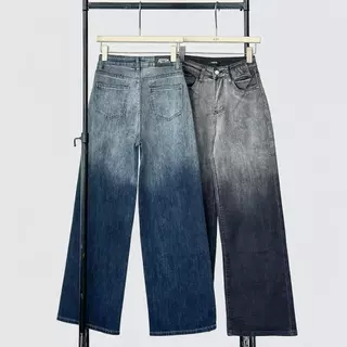 Atipashop - Chety Jeans (#AA6009) กางเกงยีนส์ขายาว ทรงกระบอกกลาง เอวสูง ผ้ายืด