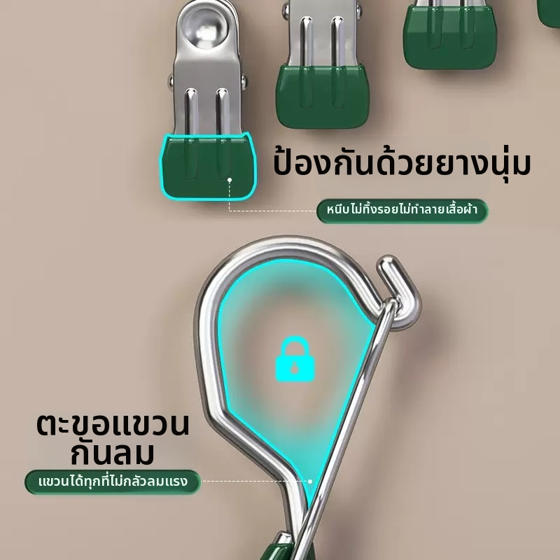 คลิปหนีบผ้า คลิปหนีบชุดชั้นใน คลิปหนีบถุงเท้า คลิปหนีบผ้าเช็ดตัว ทำจากสแตนเลสเคลือบซิลิโคนกันลื่นและป้องกันสนิม - รูปที่ 5