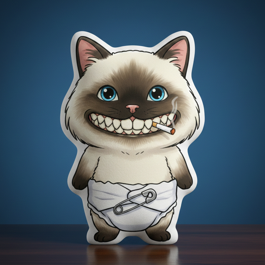 Abyssinian American Curl Shorthair Bengal Birman แมว Cat สูบบุหรี่ การ์ตูน หมอนไดคัท พิมพ์2ด้าน หมอน