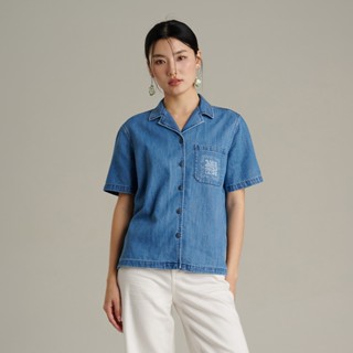 Mc JEANS (แม็คยีนส์) เสื้อเชิ้ตผู้หญิง เสื้อเชิ้ตแขนสั้น ทรง…