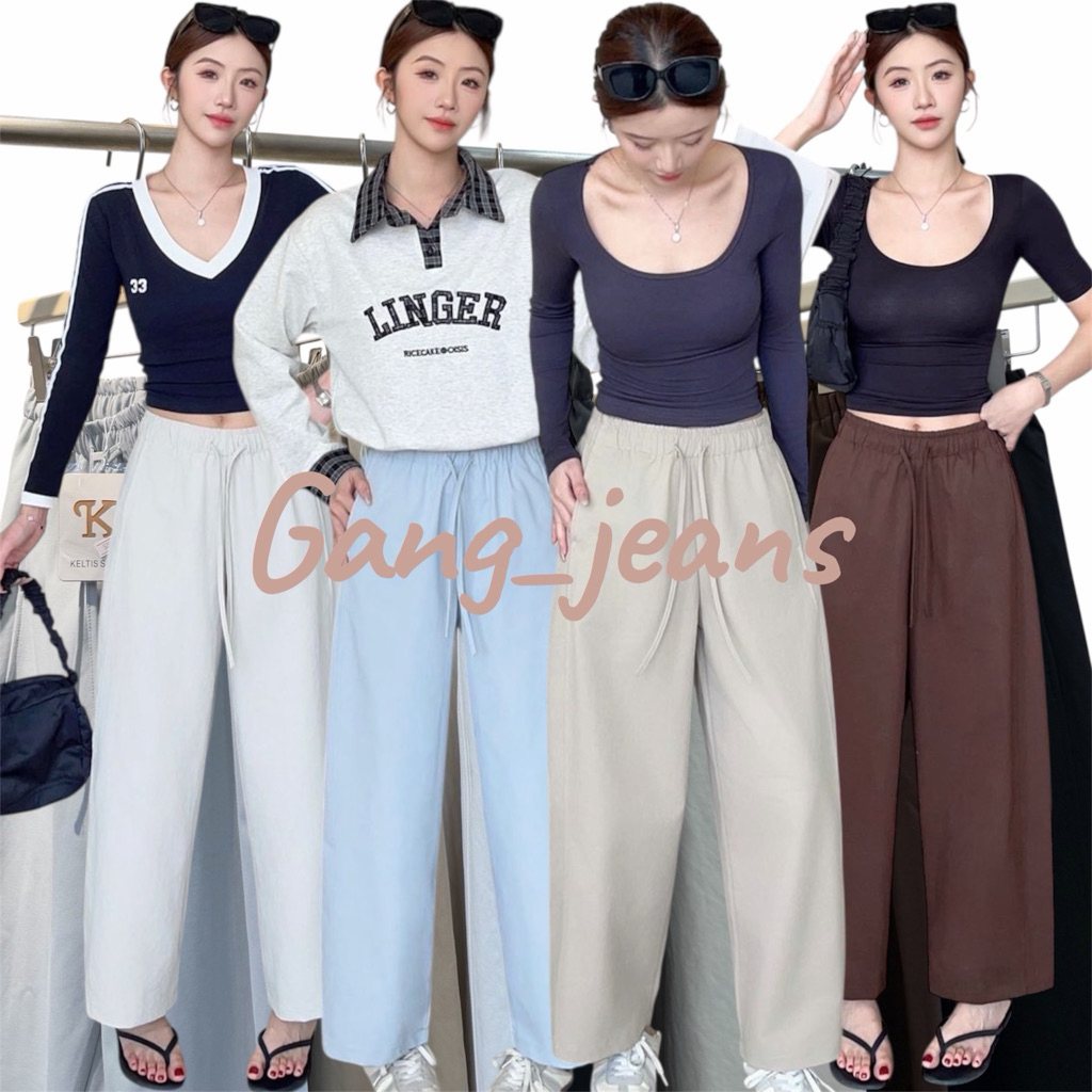 Gang_jeans#52031(K)กางเกงขายาว Baggy Jeans (ทรงกระบอกใหญ่) ผู้หญิง ฟรีไซส์