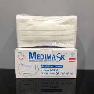หน้ากากอนามัย Medimask 3ชั้น 50ชิ้นต่อกล่อง พร้อมส่ง ใช้ในโรงพยาบาล เกรดการแพทย์