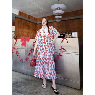 Longdopaws : Aileen set ชุดเซ็ทเสื้อคอบันนี่+กระโปรงยาวอัดพลีทใส่สบายมีซับใน