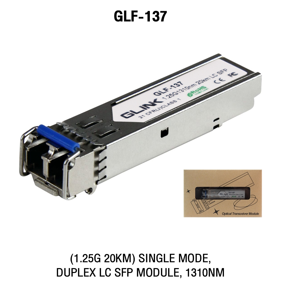 GLINK GLF-137 SFP Module 1.25G 20KM Single Mode ,Duplex LC,1310NM อุปกรณ์ SFP โมดูล