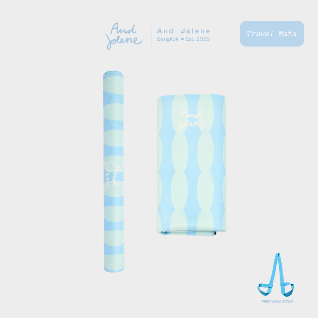 And Jolene Suede Travel Mat เสื่อโยคะแบบพกพา หนา 1.5mm  น้ำหนักเบา 1.5kg | Signature สีฟ้า Free Strap