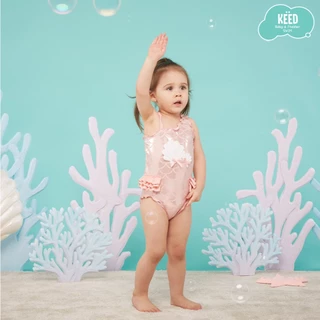 ✨NEW✨ KEED : MERMAID ชุดว่ายน้ำสีชมพูนู๊ด พิมพ์ลายเมลเมด กัน UV50+