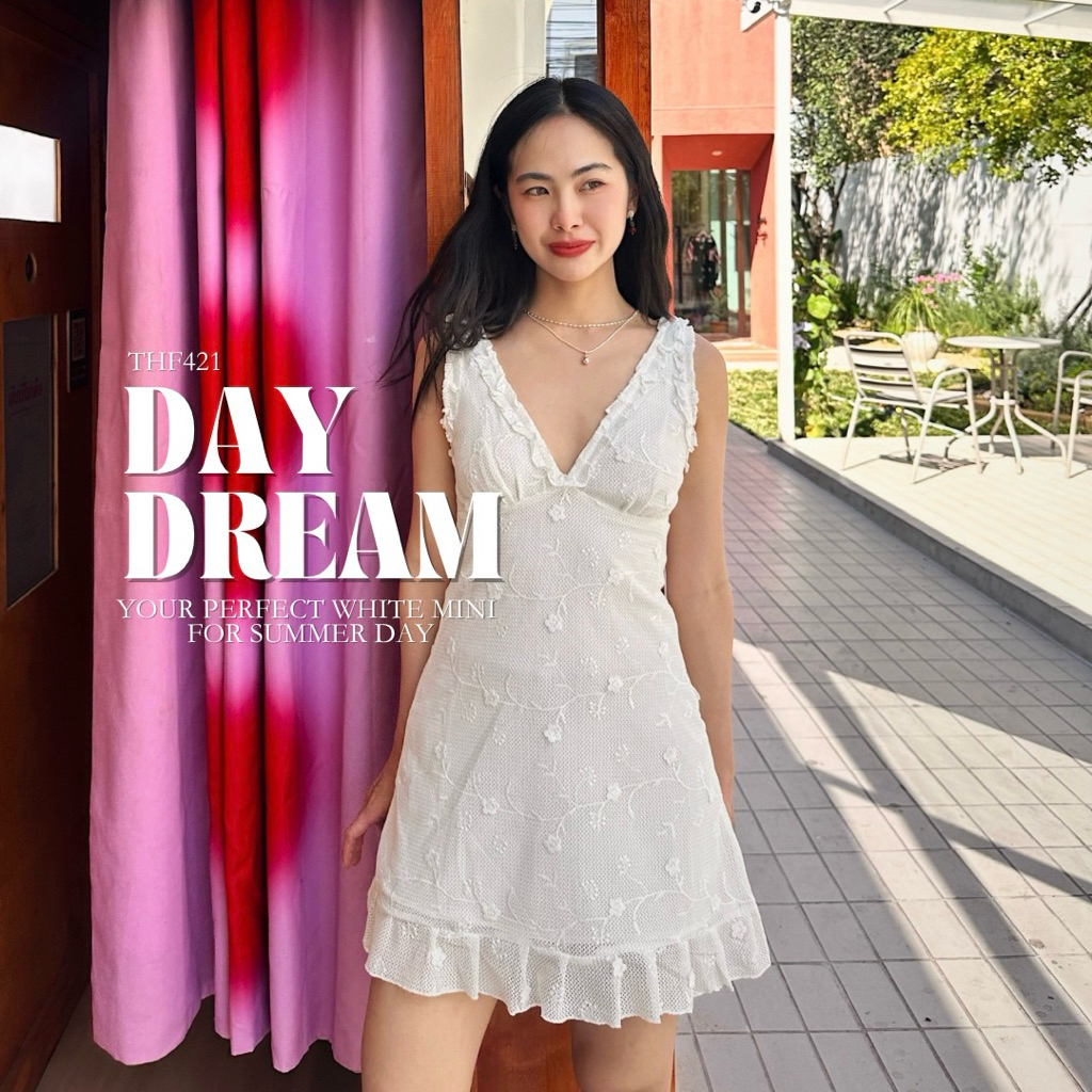 (พร้อมส่ง) THF421 Daydream มินิเดรสขาว ซัมเมอร์
