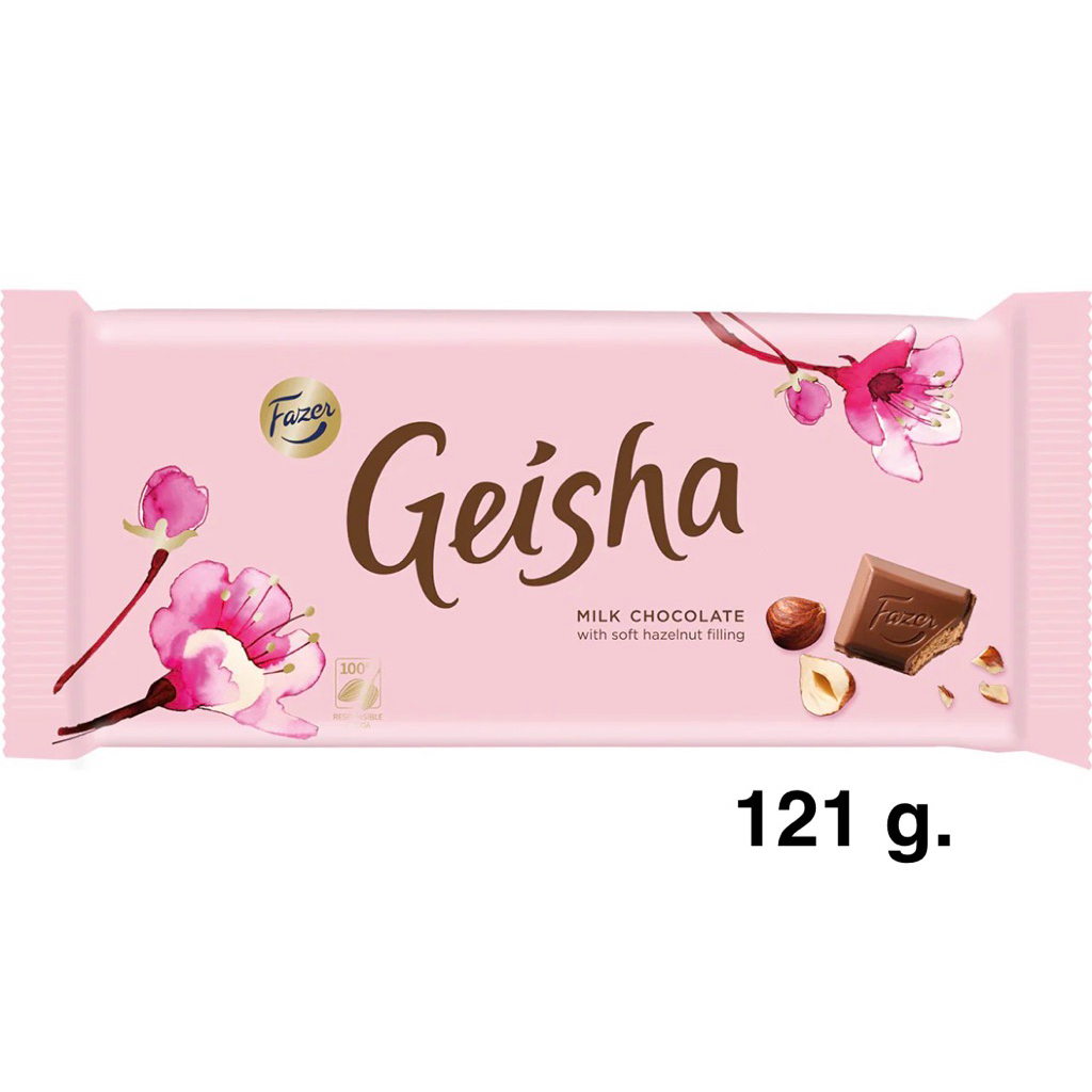 Geisha Fazer Milk Chocolate 121g ช็อกโกแลตนมสไตล์ฟินแลนด์สอดไส้เฮเซลนัท