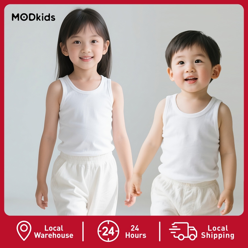 【MODkids】🔥🔥 เสื้อกล้ามเด็กสีขาว 100% คอตตอน เสื้อในเด็กสบายๆ ระบายอากาศดี เสื้อเด็กสําหรับฤดูร้อน