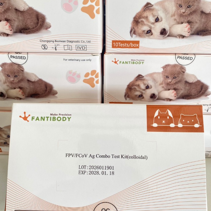 FPV/FCoV Ag Combo Test Kit (Colloidal) ชุดตรวจลำไส้แมว และพาโวโคโรนาแมว (10 tests/box)