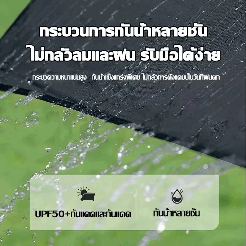 อุปกรณ์ครบชุด ฟลายชีท ผ้าใบ 3x3 3x4 3x6M เต้นท์แคมปิ้ง อุปกรณ์เดินป่าตั้งแคมป์ กันแดด กันฝน ฟรายชีท พร้อมเสา2ต้น thumbnail 6