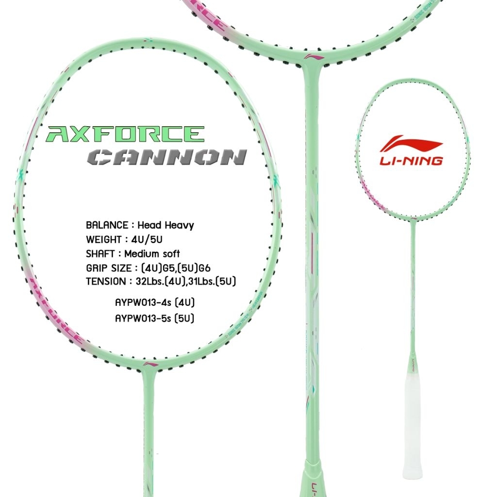 Li-ning ไม้แบดมินตัน รุ่น Axforce Cannon 4U/5U/6U แถมเอ็น+กริป+ถุงผ้า แท้💯%