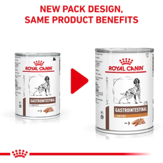 (410 g.X12กระป๋อง) Royal Canin GastroIntestinal Low Fat อาหารเปียกสุนัข สำหรับสุนัขโรคตับอ่อนอักเสบ
