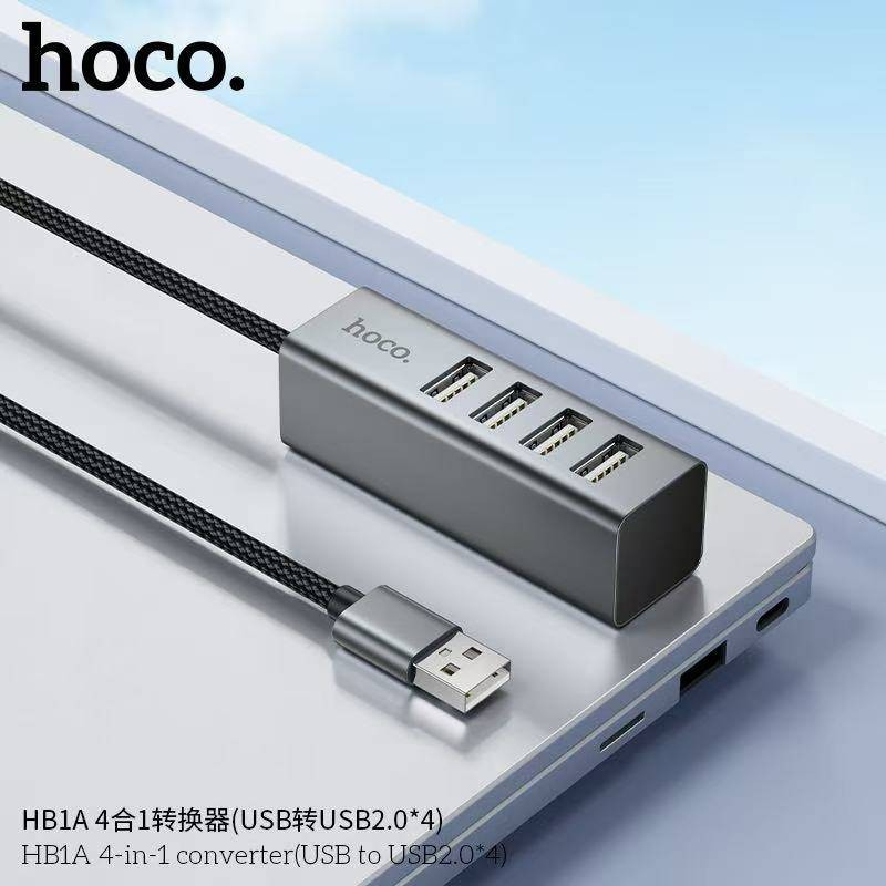 HOCO HB1A USB 2.0 HUB 4 Port เพิ่มช่องเสียบ USB สำหรับ PC Labtop สายยาว 1 เมตร