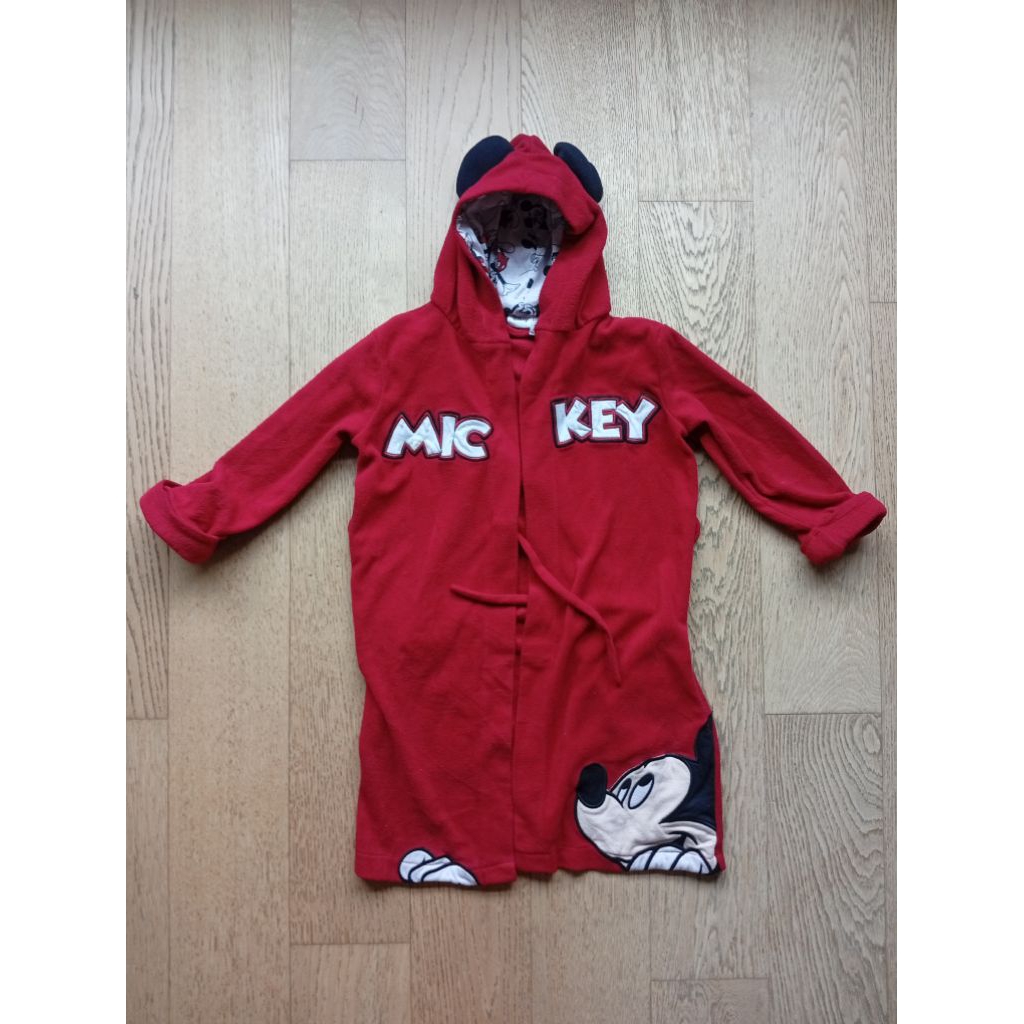 (มือสอง) เสื้อคลุมมีฮู้ด Mickey Mouse ไซส์ 5T สีแดงสดใส Disney สภาพดี