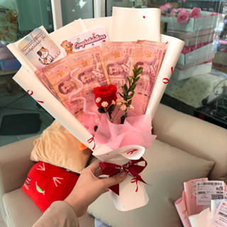 🌹รอ1-2วัน🌹 ช่อดอกไม้ พร้อมซองใส่เงิน5ซอง แถมการ์ดฟรี