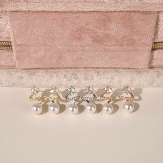 Socrush.bkk | SWIRLY STAR earrings | SE-049 | ต่างหู มุก ดาว เพชร