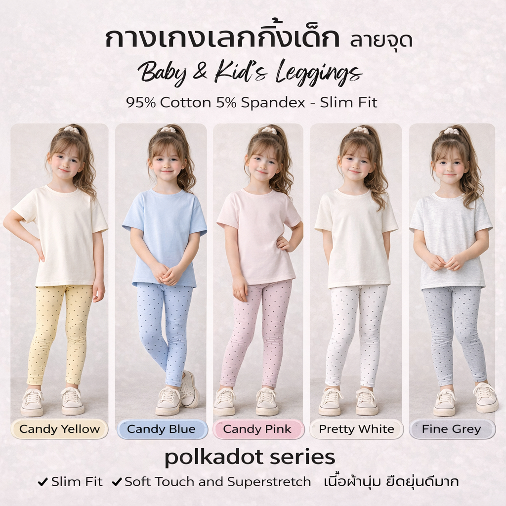 Leeya เลคกิ้งเด็ก ลายจุด supersoft ที่ใส่สบายที่สุด ยืดยุนดีมาก ทรงสวย Baby & Kids Leggings Polkadot