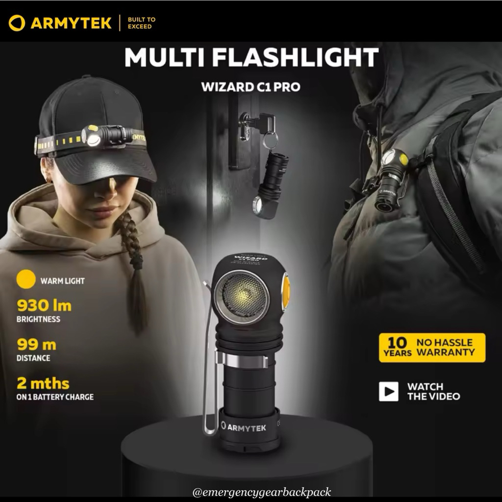 Armytek Wizard C1 Pro Warm 930 lm 99 m ไฟฉายเอนกประสงค์ 4-in-1