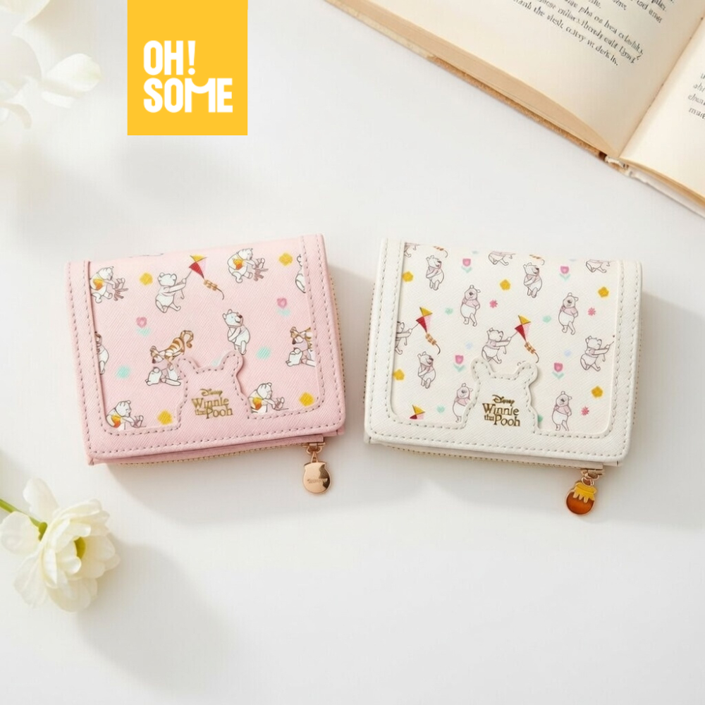 OHSOME x Disney กระเป๋าสตางค์ลายหมีพูห์ สีชมพูและสีขาว Winnie the Pooh Wallet
