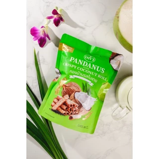 แก้ว ทองม้วนกะทิแท้ รสใบเตย ขนาด 80 กรัม ( ของฝาก กาญจนบุรี ขนมไทย ขนมกรุบกรอบ ขนมกินเล่น )