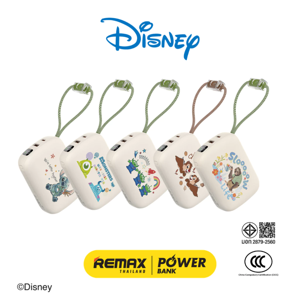 [ CCC ] Disney Power Bank รุ่น W2006 แบตสำรอง ความจุ 20000mAh ชาร์จเร็ว มีสายในตัว มีประกันศูนย์ไทย มาตรฐาน มอก.