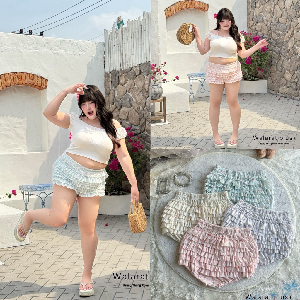 (WR) กางเกงชั้นๆแบบสั้น ฟูๆ ลายดอกไม้ละมุนๆ สีอ่อนๆ ตะมุตะมิมาก เสื้อผ้าสาวอวบอ้วน พลัสไซส์ ไซส์ใหญ่