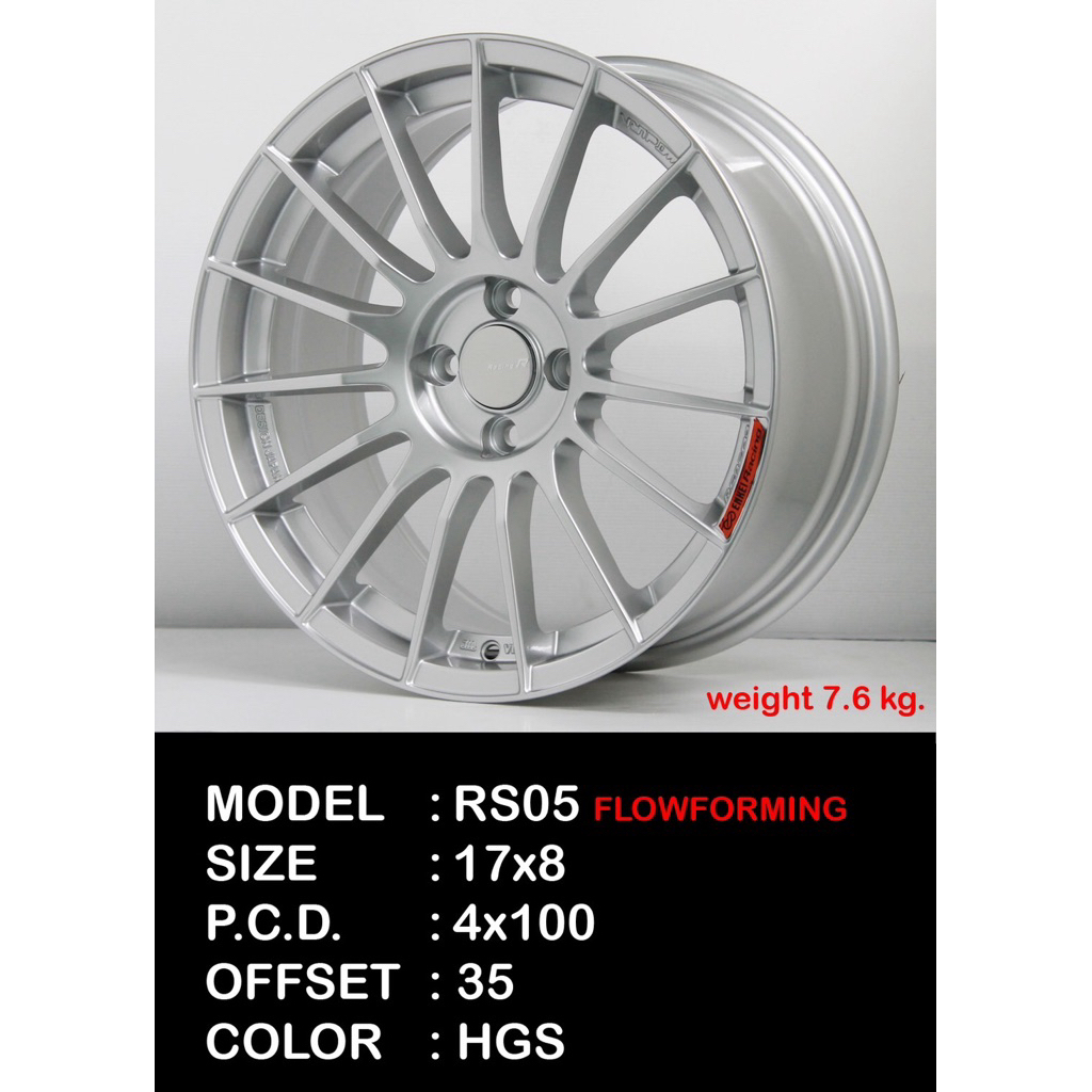 ล้อแม็กใหม่ Flowforming TK RS05RR 4รู100 ET35 สีเงิน 8-17นิ้ว
