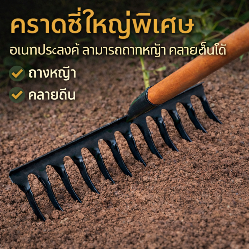 ขายดีที่สุดในปี 2025 คราด คราดถอนวัชพืช คราดกำจัดหญ้า วัสดุเหล็กแมงกานีส การออกแบบฟันเกลียวความร้อน คราดถ